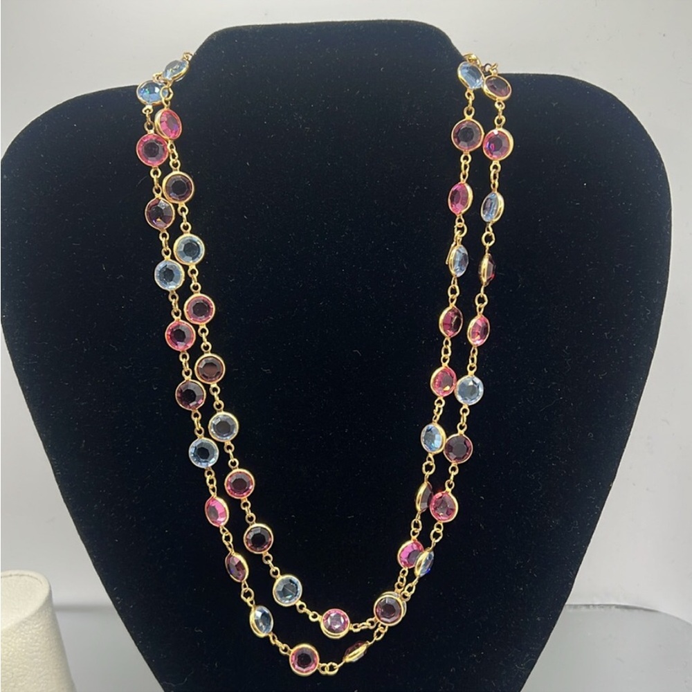 Swarovski Gold-Tone Bezel Necklace with Multi Colored Gorgeous Crystals
